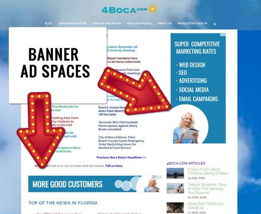 Banner ad spaces - where banners are placed on websites.